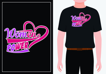 strong women Power vector lettering for t shirt. Hand drawn Feminism slogan. Woman motivational slogan. Vector calligraphic illustration of feminist movement. Modern design for t shirt  Vector