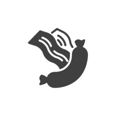 Sausage and bacon vector icon