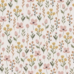 Wildflower meadow seamless pattern design for textile, fabric, wallpaper, stationery surface design. Floral digital repeating background © saltoli
