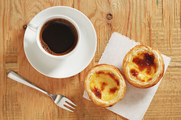 Pastel de nata and coffee