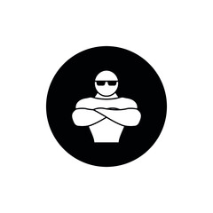 Bodyguard icon circle background black color editable. Security icon.
