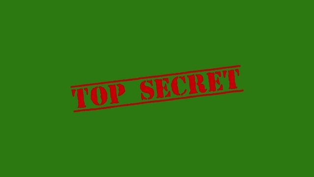 top secret stamp animation.4K motion animation. green background