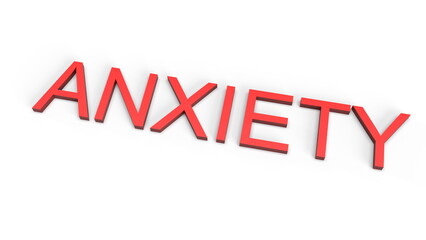 3d rendering of anxiety word lettering