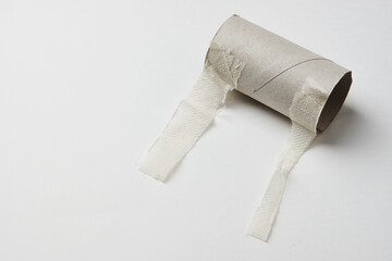 Empty toilet paper roll isolated on white background
