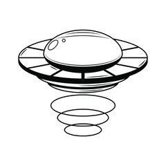 Abstract Black Simple Line Ufo Alines Doodle Outline Element Vector Design Style Sketch Isolated On White Background Illustration Galaxy, Space, Universe
