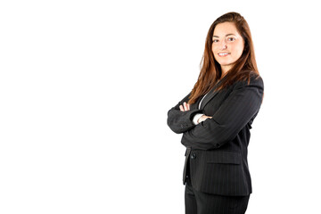 Obraz premium Happy business woman, looking at camera.