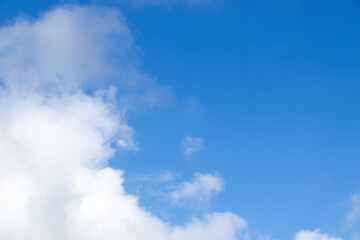 Clear blue color sky with white cloud background