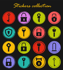 Lock and Key icons set