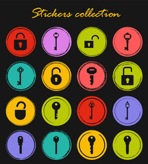 Lock and Key icons set