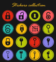 Lock and Key icons set
