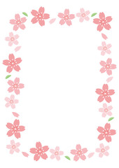 Fototapeta na wymiar 桜の花のかわいいフレーム背景　A3縦　 Cherry blossom frame vertical
