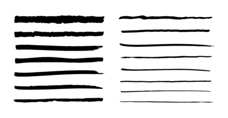 set of ink pen strokes, brush stroke collection, vector illustration