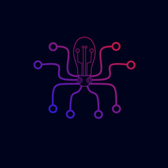 Illustration vector graphics of, template logo octopus tech gradient color