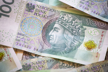 zloty, currency in Poland, banknote of 100 zl
