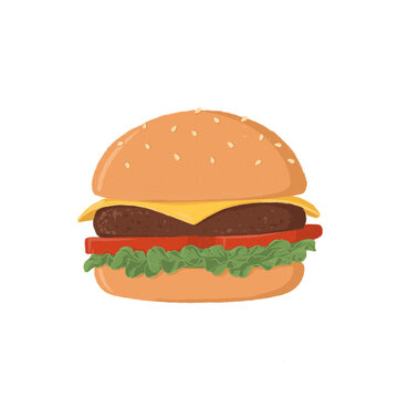 Hand drawn big burger illustration. 