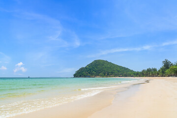 Thung Wua Laen Beach during sunny day, famous tourist destination and resort area, Chumphon, Thailand