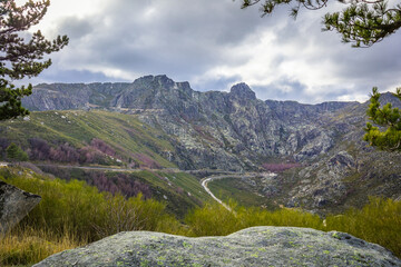 Scenic mountain landscape in the place of Covao da Ametade located in the natural Park of Serra da Estrela - Portugal. 