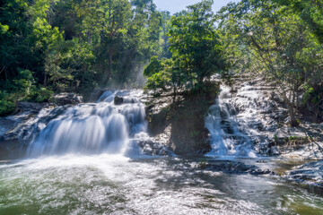 Khlong Nam Lai Waterfall, large and exotic waterfall in tropical forest in National Park, Kamphaeng...