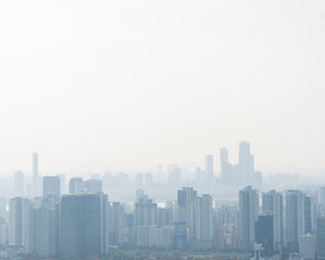 Seoul city skyline in haze