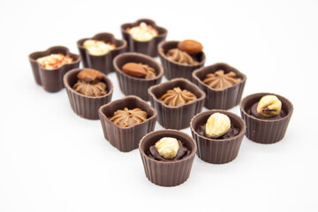 Few chocolates candy with filling