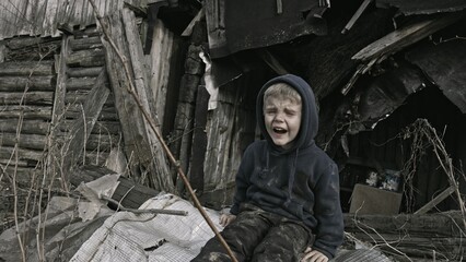  A child is crying in the ruins