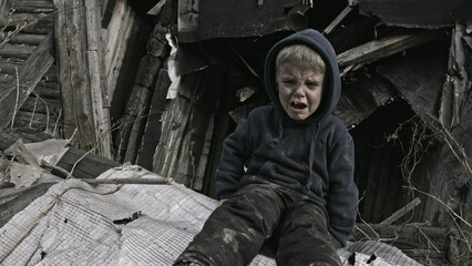  A child is crying in the ruins