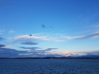 Helicopter crossing Santander bay