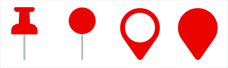 Red pin map marker. icon set, location signs flat symbol, gps pointer. eps 10
