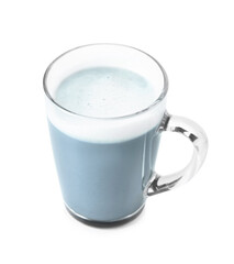 Glass cup of Charcoal Latte on white background