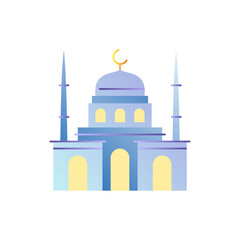 Mosque gradient flat icon. Religious building. Islam religion. Vector illustration.