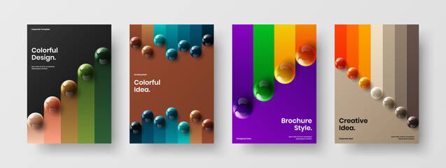 Abstract 3D balls leaflet layout set. Isolated banner vector design concept collection.