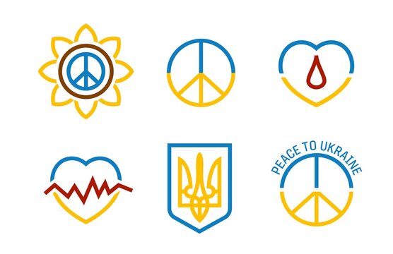 Peace to Ukraine. National Ukrainian symbols collection