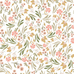 Blooming meadow pattern. Ditsy style. A Pattern for print, wallpaper, fabric, cushion, bedding, and much more