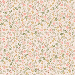 Blooming meadow pattern. Ditsy style. A Pattern for print, wallpaper, fabric, cushion, bedding, and much more