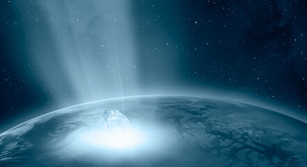 Attack of the asteroid on the Earth "Elements of this image furnished by NASA