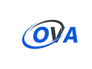 OVA letter creative modern elegant swoosh logo design