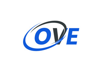 OVE letter creative modern elegant swoosh logo design