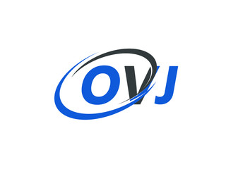 OVJ letter creative modern elegant swoosh logo design