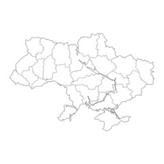 Map of Ukraine. silhouette of the borders of Ukraine. Independent state. Vector illustration flat line design. Isolated on white background.