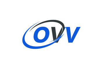 OVV letter creative modern elegant swoosh logo design
