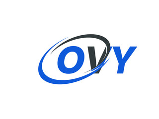 OVY letter creative modern elegant swoosh logo design