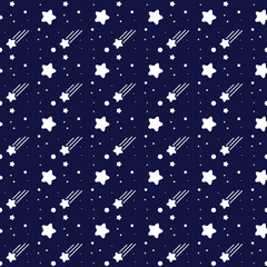 seamless background with stars on dark blue background 