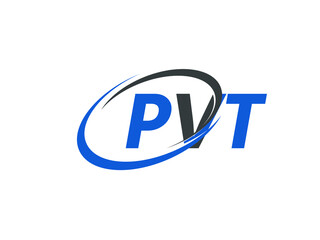 PVT letter creative modern elegant swoosh logo design