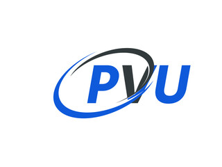 PVU letter creative modern elegant swoosh logo design