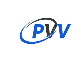PVV letter creative modern elegant swoosh logo design
