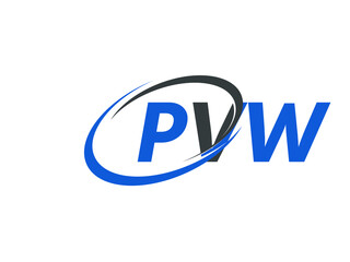 PVW letter creative modern elegant swoosh logo design