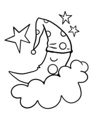 Children coloring page in cartoon style on white background. Cute child doodle art. Kids graphic.