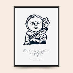 Peace Poster vector template. Editable card for print, interior. Yellow and Blue color.