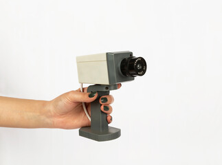 security camera on white background