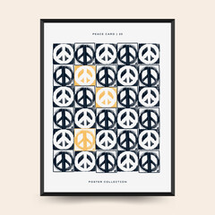 Fototapeta premium Peace Poster vector template. Editable card for print, interior. Yellow and Blue color.